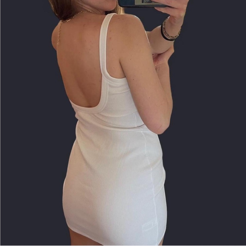 White Mini Ribbed Dress - Picture 3 of 8